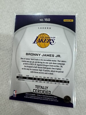 2024-25 Panini Totally Certified Bronny James Jr RC | eBay