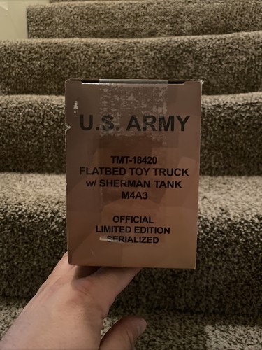 U.S.Army TMT-18420 Flatbed Toy truck With Sherman Tank M4A3 1:32 Scale Sealed - Picture 5 of 6