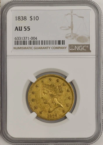 1838 $10 Gold Liberty AU55 NGC 945613-3