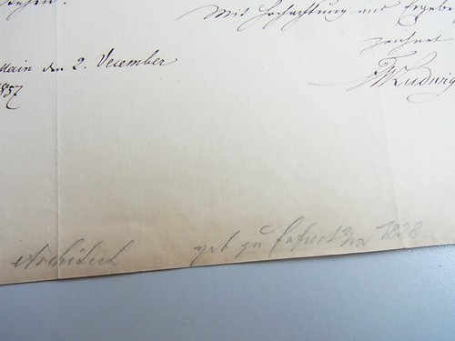 Brief FRANKFURT a.M. 1857: Architekt F.W. Ludwig an Philipp Friedrich GWINNER - 第 5/7 張圖片