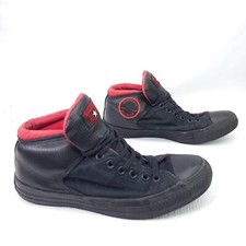 Converse Chuck Taylor All Star Black Leather High Tops Shoes Athletic Size 9