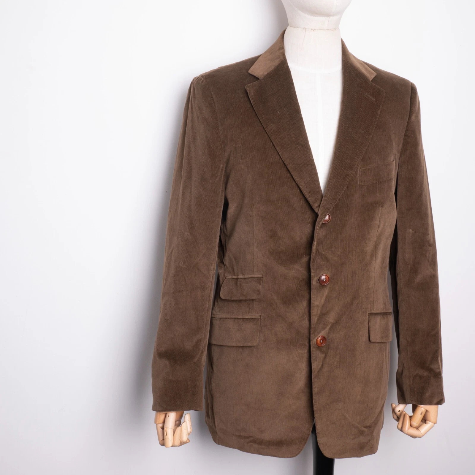 Blazer classico uomo Burberry London velluto velluto velluto velluto a coste monopetto marrone 50 L