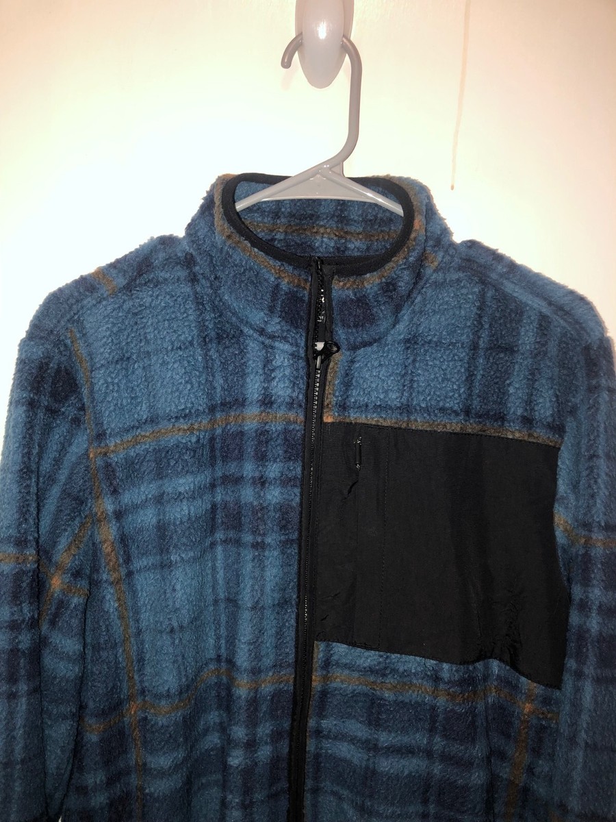 NWT O'Neill Mens SZ Small Full Zip Super Fleece Plaid Standard Fit