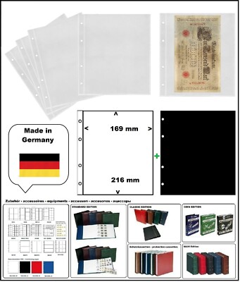 5 Banknote Sleeves Numoh 1C NH1C 169X216Mm + ZWL S For Banknotes Look 304653