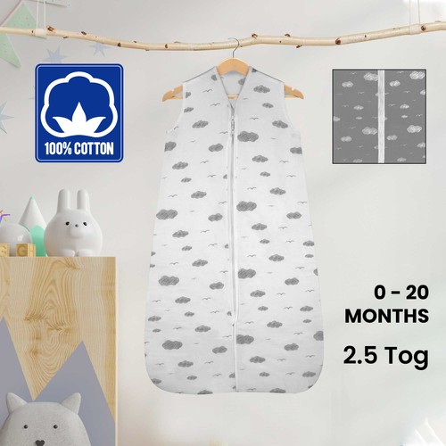 Quilted Baby Sleeping Bag 0.5&2.5 TOG New Born Cotton Swaddle Unisex 18