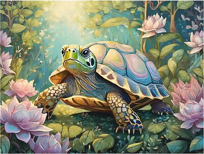 Tile Mural Turtle in Garden with Gardenias Kitchen Bathroom Wall Art Backsplash