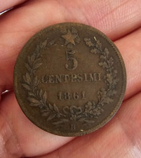 Regno D'Italia Vittorio Emanuele II 5 Centesimi Bologna Anno 1861 R2