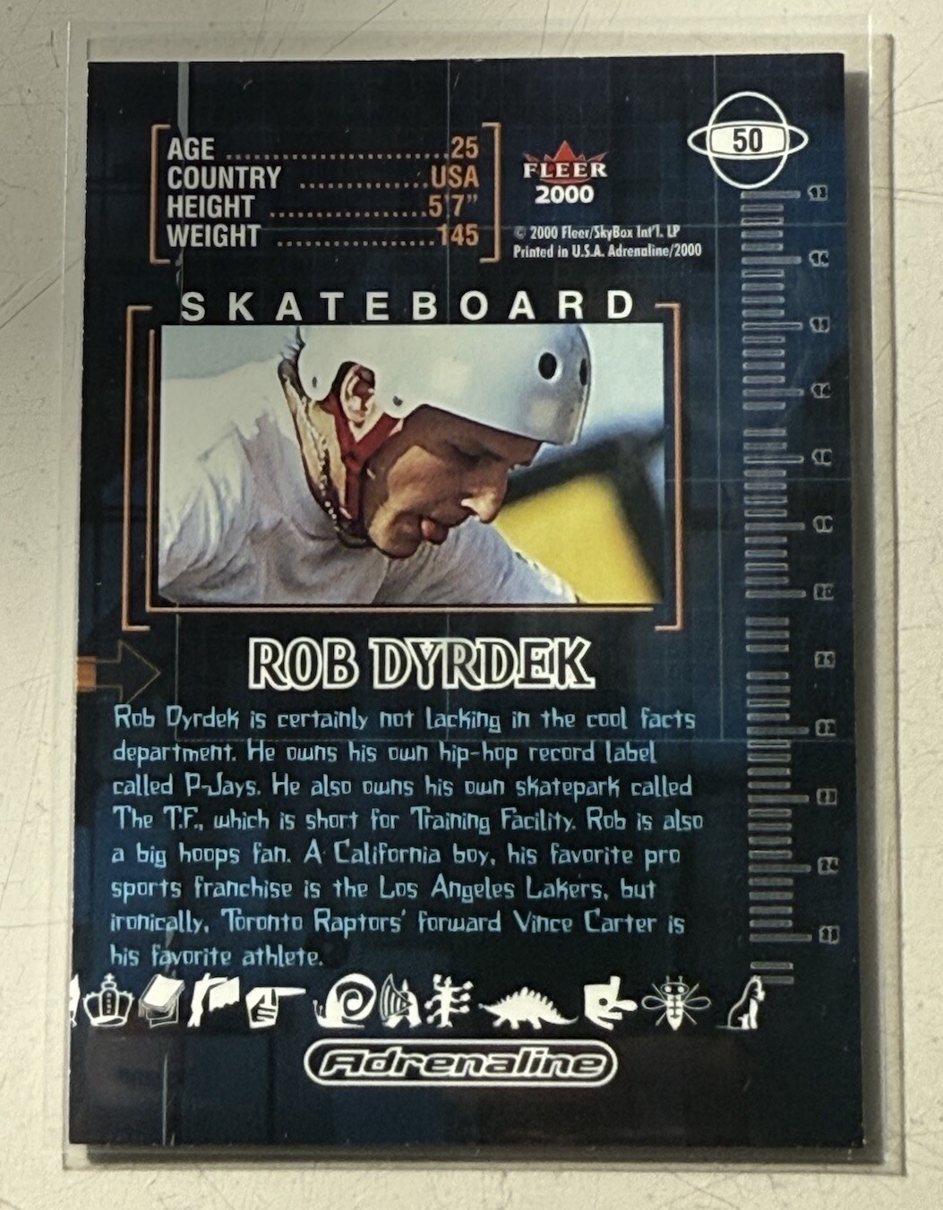2000 Fleer Adrenaline Rob Dyrdek Gold Rookie Card #50 RC Skateboard Legend Mint