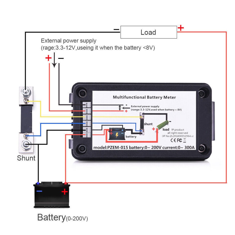Voltmètre-Ampèremètre DC 0-200V - Moniteur Batterie Voiture, Camping-Car, Solaire - Écran LCD