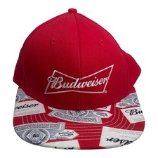 Budweiser Logo Snapback Adjustable Red Hat Cap- Quake City Caps