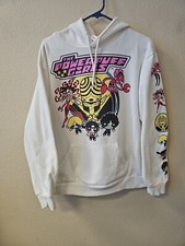Powerpuff Girls Jacket Women's XL White Y2K Cartoon Hoodie