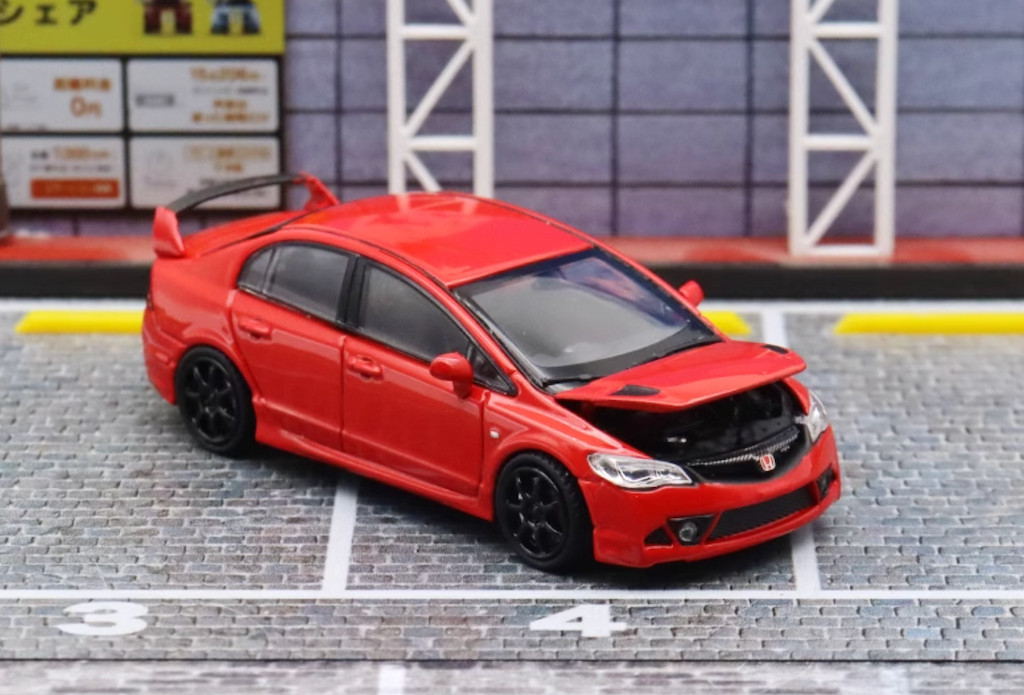 Champion 1:64 JDM Red Civic Type R FD2 Sports Model Diecast Metal Car