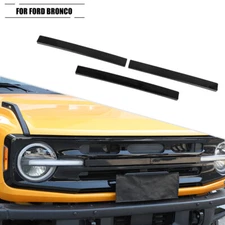 Front Center Grille Grill Trim Strips Cover Exterior Black For Ford Bronco 2021+