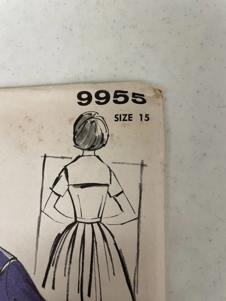 Advance 9955 Original Uncut 1960s Sewing Pattern Sailor Collar Dress Sz 15 - Image 3 of 4