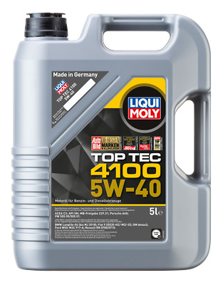 5 Liter Motoröl Top Tec 4100 5W-40 LIQUI MOLY für Dodge Ferrari Fiat Ford KIA