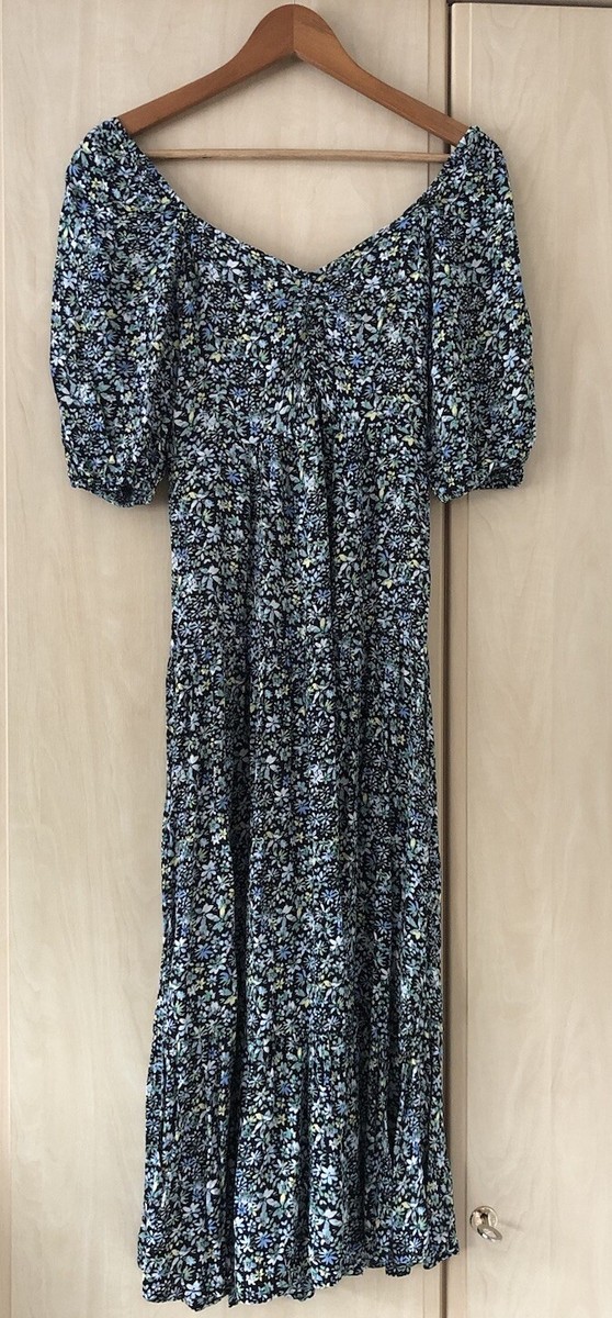 mint velvet boho maxi dress Mint Velvet Floral Print Maxi Dress | Size 02 | Green | Short Sleeve