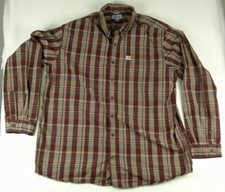 Carhartt Men's 2XL Red Brown Plaid Button Down Shirt Relaxed Fit Long Sleeve