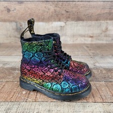 Doc Martens 1460 Pascal Toddler Sz 7 Rainbow Croc Metallic Zip Up Boots Toddler