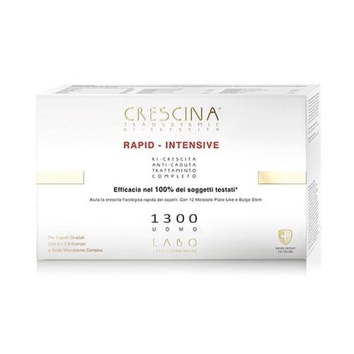 Labo Crescina Transdermic Rapid Intensive – Doppelbehandlung Gegen Haarausfall & Für Nachwachsen, 20+20 Ampullen Für Männer