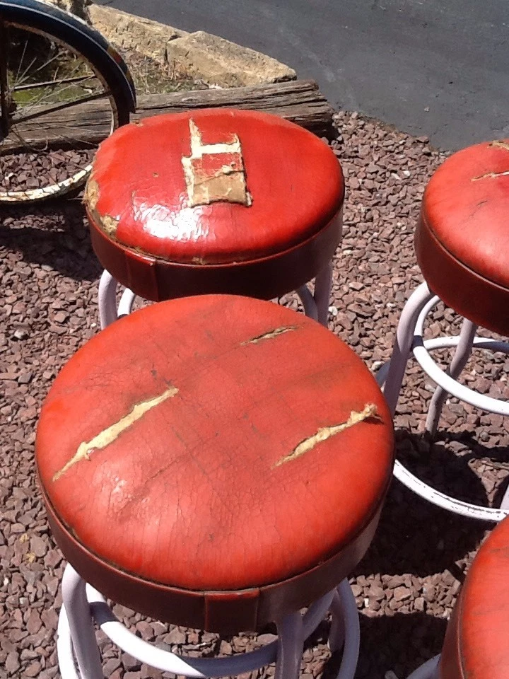 5 taburetes de bar Art Deco LLOYD Mfg Co./Heywood Wakefield 30" de colección -14"- 360 asientos Foto 2 de 4