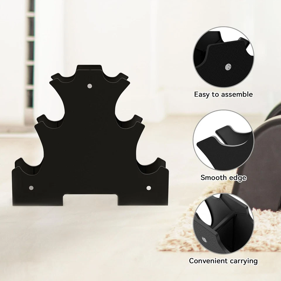 Набор гантелей 32 фунта с подставкой, пара гантелей с неопреновым покрытием 3/5/8 фунтов, черный - Изображение 4 из 4