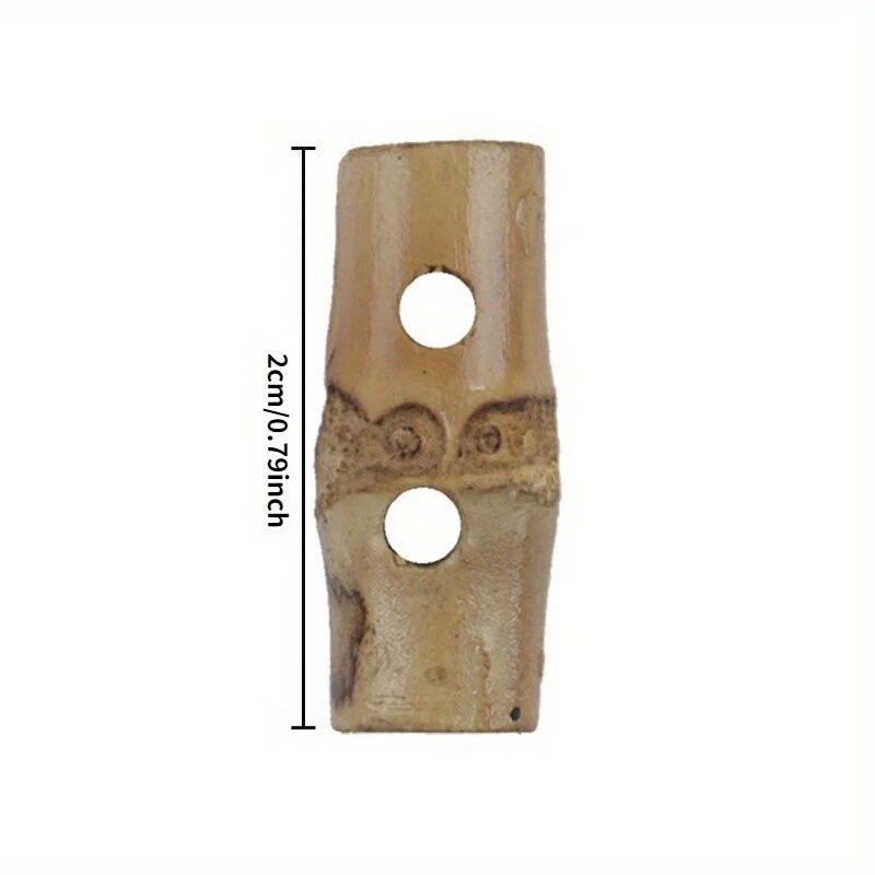5PCS Vintage Buttons Natural Bamboo Irregular buttons 2-Hole DIY Sew Accessories - Image 3 of 4