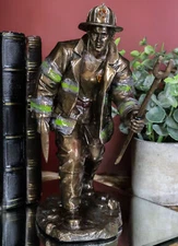 Fireman With Fire Axe And Fork Statue 7.25"Tall In The Line of Duty Fire Rescue