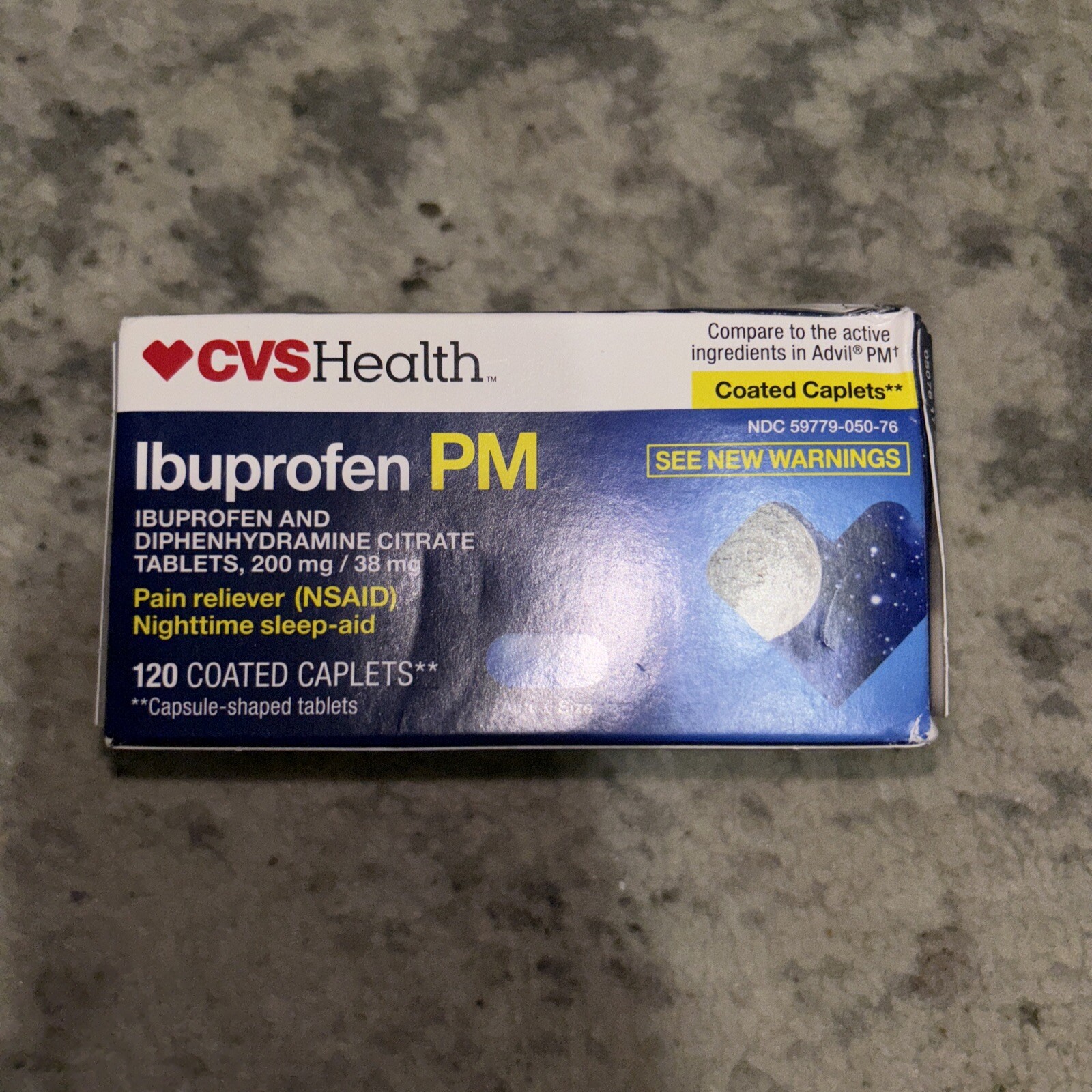 CVS Health Ibuprofen PM 200mg Pain Reliever Nighttime Sleepaid 120