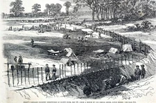 Grant's Campaign 1864 HAWE'S STORE BUILDING BREASTWORKS Matted Civil War Print