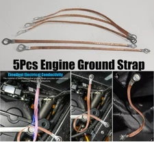 5*Automotive Copper Braided Cable Engine Ground Strap Universal For Cars Trucks 