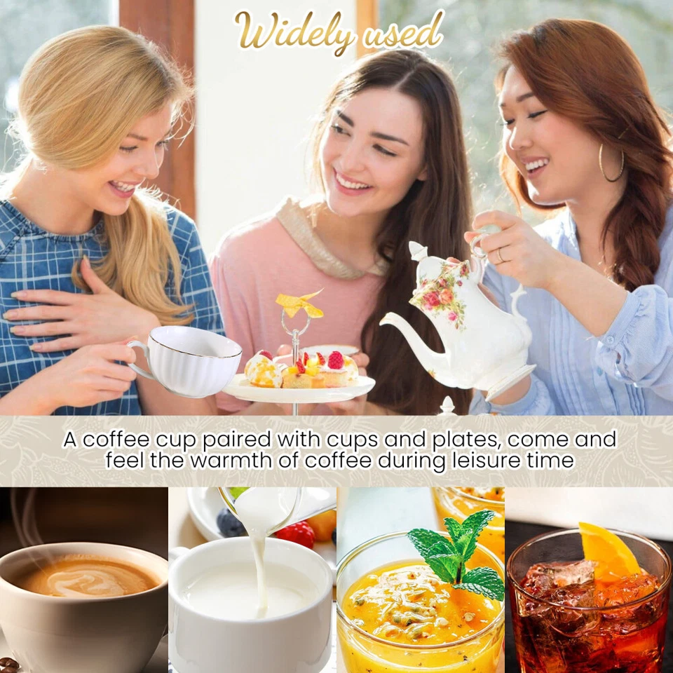 Juego de 6 tazas y platillos de café, tazas estilo británico porcelana 3 OZ juego de té tazas Foto 4 de 4