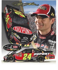JEFF GORDON 2012 CARD AUTOGRAPH HAND SIGNED POSTCARD HANDOUT DUPONT 4 TIME CHAMP