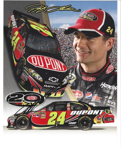 JEFF GORDON 2012 CARD AUTOGRAPH HAND SIGNED POSTCARD HANDOUT DUPONT 4 TIME CHAMP