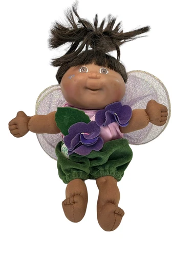 Cabbage Patch Kids Black Fairy Doll Velvet Shorts Purple Violet Flowers Wings Vt