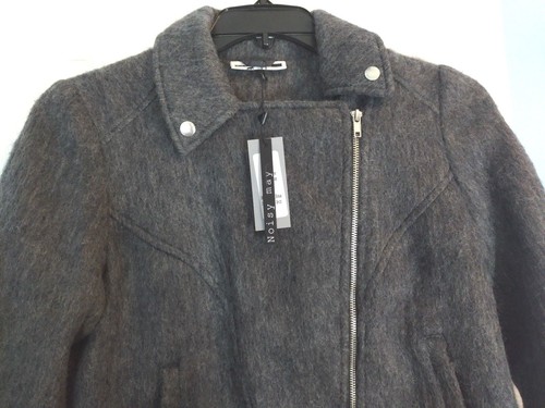 Noisy May Wool Blend Nmbrush Biker Jacket Size Medium - Picture 3 of 10