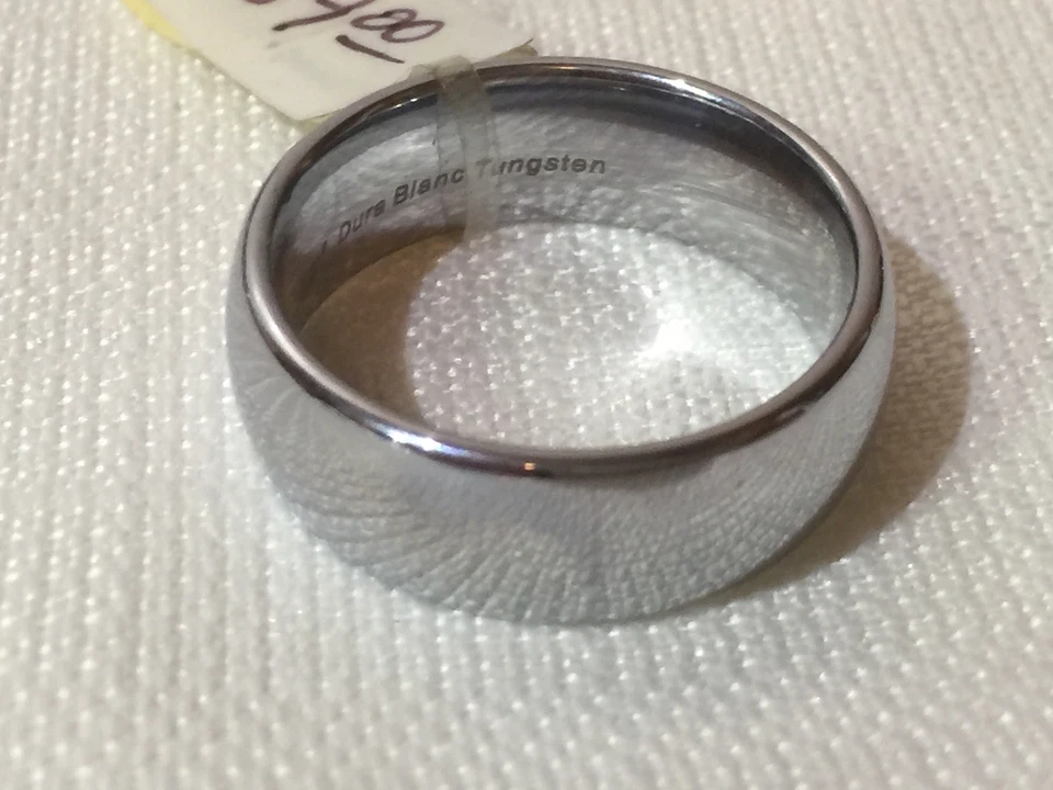Alianza de boda de tungsteno Dura Blanc® acabado pulido anillo 8,3 mm envío gratuito  Foto 2 de 4
