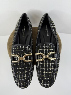 Kenneth Cole New York Womens Linda Bit Black Grey Loafers