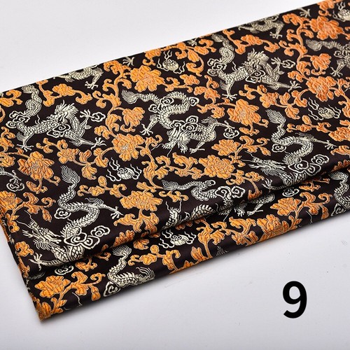 Faux Silk Satin Fabric Chinese Brocade Damask Embroidery Dragon Retro 150*100cm - Picture 11 of 23