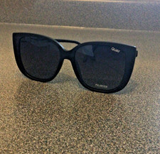 Quay Australia Women s Wide Awake Sunglasses Matte Black Smoke Polarized New
