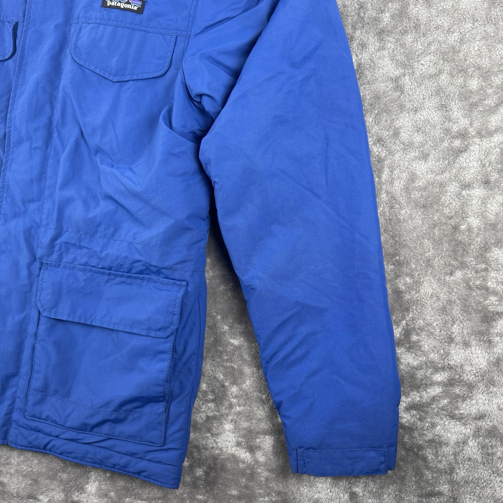 Patagonia Isthmus Parka Coat Sherpa Lined Full Zip Men’s Blue Sz XS Fall ‘17 image 2