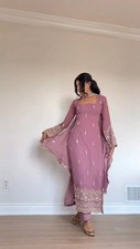 Exclusive Faux Georgette Dusty Pink Salwar Kameez With Dupatta For Women Party