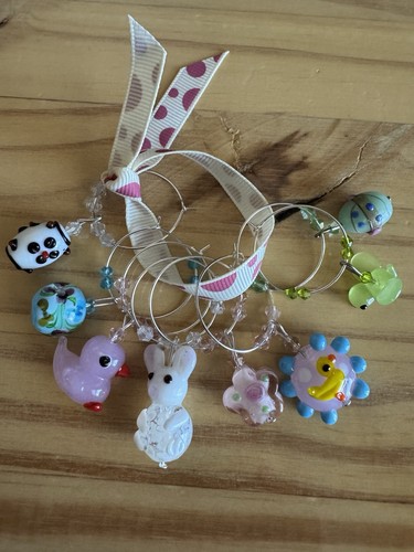 LUSTIGER OSTERHASE ENTE VOGEL EI ETC. Wein Charms 8er Set - Bild 1 von 9