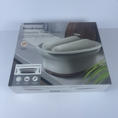 Brookstone Collapsible Towel Warmer Fast Heating Fits 2 Towels Timer Portable