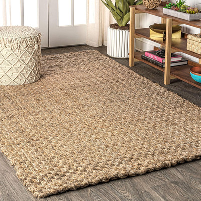 Estera Hand Woven Boucle Chunky Jute Natural Indoor Area Rug, 3X5, Bohemian, Tra