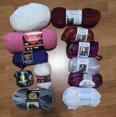 Yarn Lot Mixed Brands Red Heart Lion Brand Bernat Assorted Crochet Knit