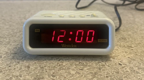 Vintage Westclox Digital Alarm Clock 1201- White w red light Tested, Working - Picture 1 of 3