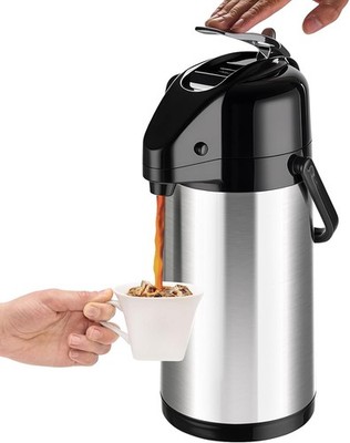 Isolierter Airpot 2,5 L mit Doppel-Pumpe, Edelstahl, Silber