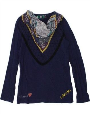 DESIGUAL Mädchen Bluse Top abstraktes Muster 9-10 Jahre dunkelblau AE06