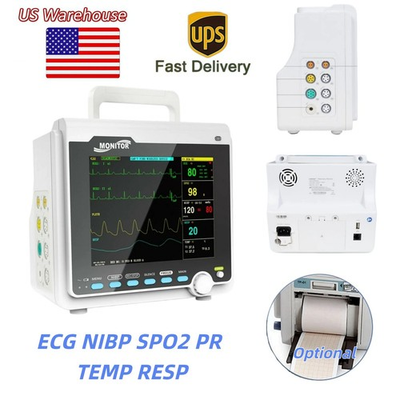 #ad US Warehouse Portable Patient Monitor 6 Parameter Vital Sign Optional Printer $509.00