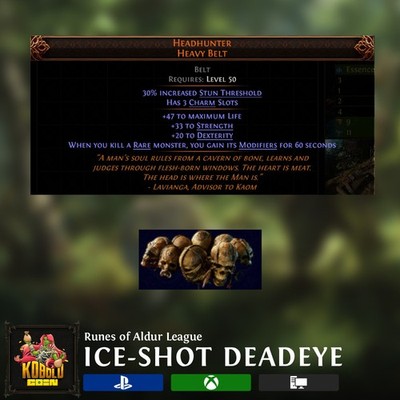 Headhunter Ice Shot Deadeye - Runes of Aldur League Softcore Path of Exile 2